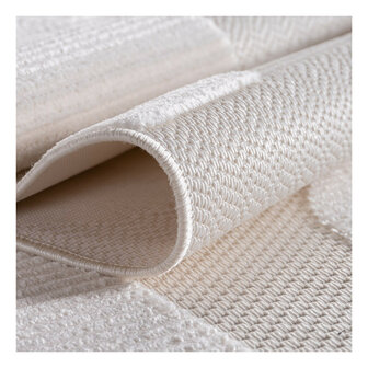 Effen laagpolig vloerkleed Sahara kleur creme 