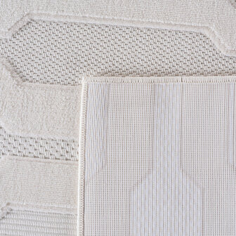 Effen laagpolig vloerkleed Sahara kleur creme 
