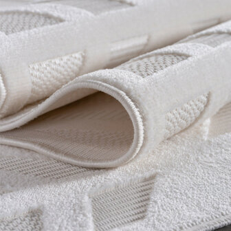 Effen laagpolig vloerkleed Sahara kleur creme 