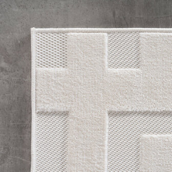 Effen laagpolig vloerkleed Sahara kleur creme 