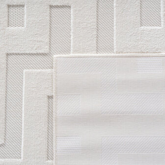 Effen laagpolig vloerkleed Sahara kleur creme 