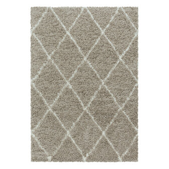 Modern hoogpolig vloerkleed Star kleur beige