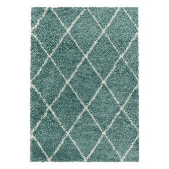 Modern hoogpolig vloerkleed Star kleur blauw