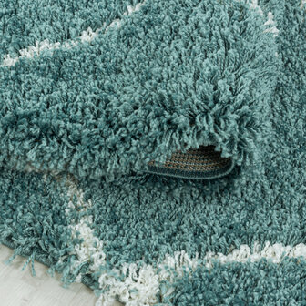 Modern hoogpolig vloerkleed Star kleur blauw