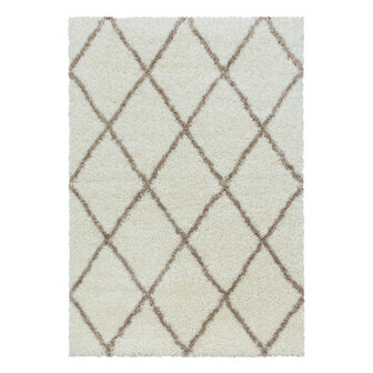 Modern hoogpolig vloerkleed Star kleur creme