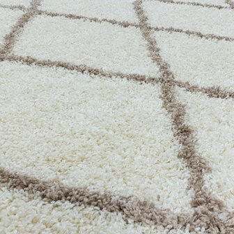 Modern hoogpolig vloerkleed Star kleur creme