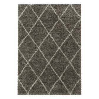 Modern hoogpolig vloerkleed Star kleur taupe