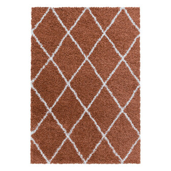 Modern hoogpolig vloerkleed Star kleur terra