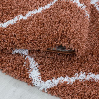 Modern hoogpolig vloerkleed Star kleur terra