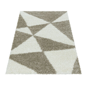 Modern hoogpolig vloerkleed Star kleur beige 3101