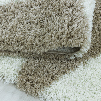 Modern hoogpolig vloerkleed Star kleur beige 3101
