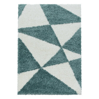 Modern hoogpolig vloerkleed Star kleur blauw 3101