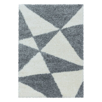 Modern hoogpolig vloerkleed Star kleur grijs 3101