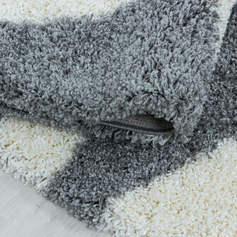 Modern hoogpolig vloerkleed Star kleur grijs 3101
