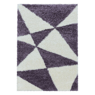 Modern hoogpolig vloerkleed Star kleur lila 3101