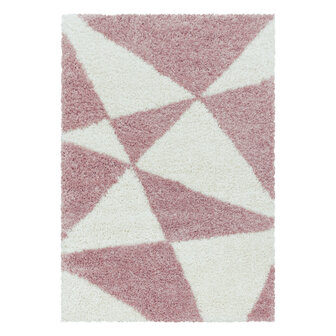 Modern hoogpolig vloerkleed Star kleur rose3101
