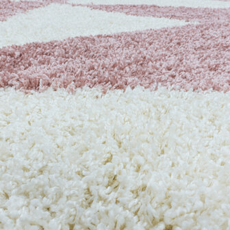 Modern hoogpolig vloerkleed Star kleur rose3101