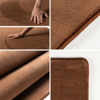 Effen of uni vloerkleed Dynasty kleur bruin