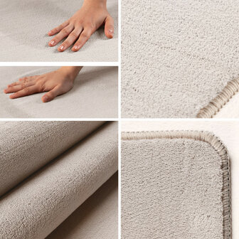 Effen of uni vloerkleed Dynasty kleur creme