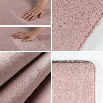 Effen of uni vloerkleed Dynasty kleur rose