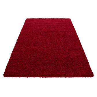 Hoogpolig vloerkleed Gold Shaggy kleur rood