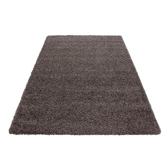 Hoogpolig vloerkleed Gold Shaggy kleur taupe