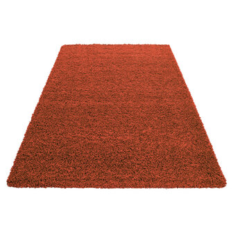 Hoogpolig vloerkleed Gold Shaggy kleur terra