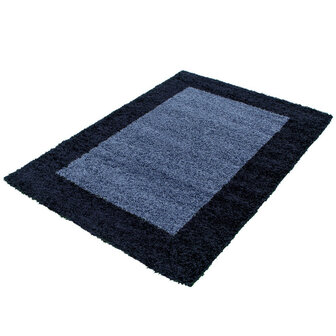 Navy blauw hoogpolig vloerkleed Gold Shaggy  
