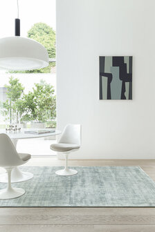 Viscose vloerkleed Current Ligne Pure kleur mint