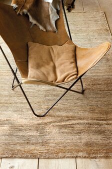 Handgeknoopt vloerkleed Dune Ligne Pure kleur zand