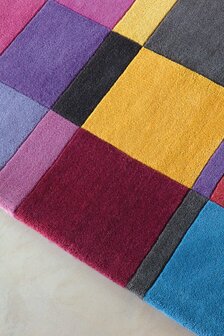 Wollen vloerkleed Patch Ligne Pure kleur multicolor