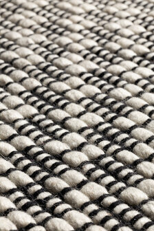 Wollen vloerkleed Rhythm Ligne Pure kleur zwart wit
