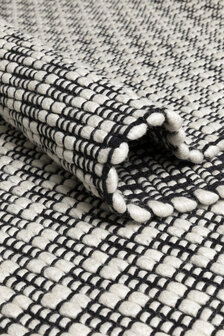 Wollen vloerkleed Rhythm Ligne Pure kleur zwart wit