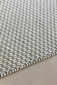 Wollen vloerkleed Rhythm Ligne Pure kleur zwart wit