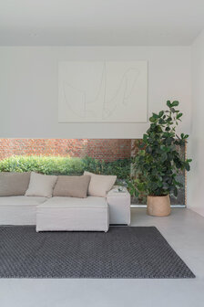 Wollen vloerkleed Rhythm Ligne Pure kleur antraciet