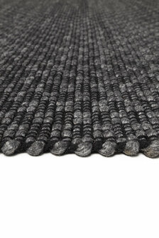 Wollen vloerkleed Rhythm Ligne Pure kleur antraciet