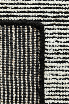 Zuiver wol vloerkleed Oat Ligne Pure kleur zwart wit
