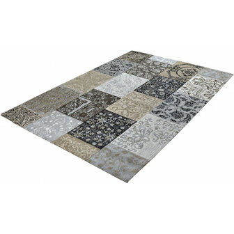 Katoenen Patchwork vloerkleed DALYAN kleur antraciet