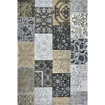 Katoenen Patchwork vloerkleed DALYAN kleur antraciet