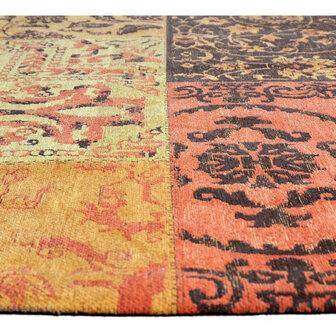 Katoenen Patchwork vloerkleed DALYAN kleur oker