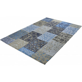 Katoenen Patchwork vloerkleed DALYAN kleur licht blauw