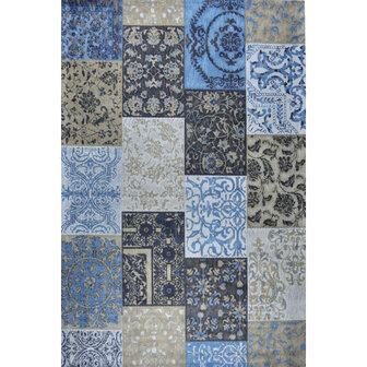 Katoenen Patchwork vloerkleed DALYAN kleur licht blauw