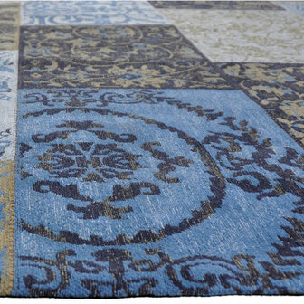 Katoenen Patchwork vloerkleed DALYAN kleur licht blauw