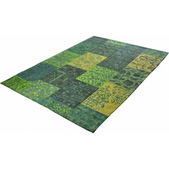 Katoenen Patchwork vloerkleed DALYAN kleur groen