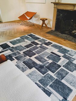 Louis De Poortere vloerkleed, Craft Ice Blue 9355, Lucia design