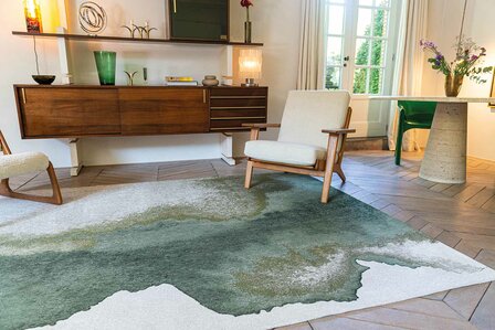 Louis De Poortere vloerkleed, Meditation Palm Green 9331, Lagoon design