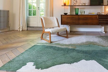 Louis De Poortere vloerkleed, Meditation Palm Green 9331, Lagoon design