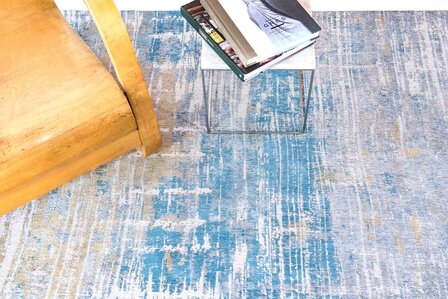 Louis De Poortere vloerkleed, Atlantic Long Island Blue 8718, Streaks design