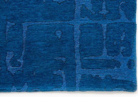 Louis De Poortere vloerkleed, Structures Suarez Blue 9250, Baobab design