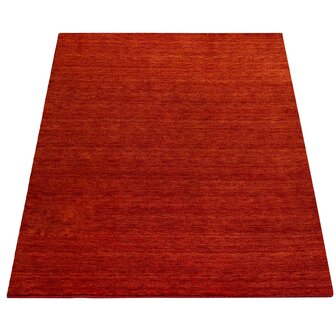 Effen terracotta wollen vloerkleed SIHRA 100
